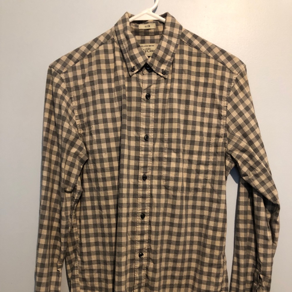 J Crew Checkered Button Down - image 1